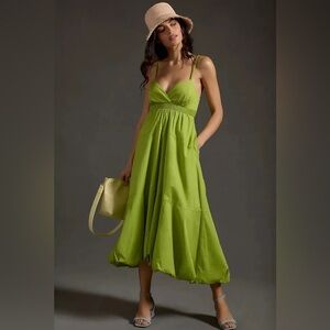 By Anthropologie lime maxi bomber dress